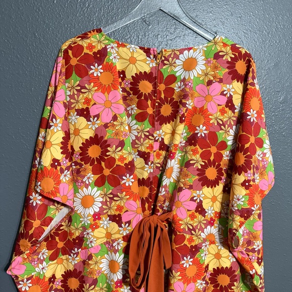 Unique Vintage Orange Flower Bunch Caftan Jumpsuit Size XL/1X - Picture 10 of 11